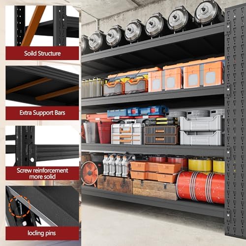 RAVIGIN 9000LBS Storage Shelves, 75" W Garage Shelving Heavy Duty Metal ...