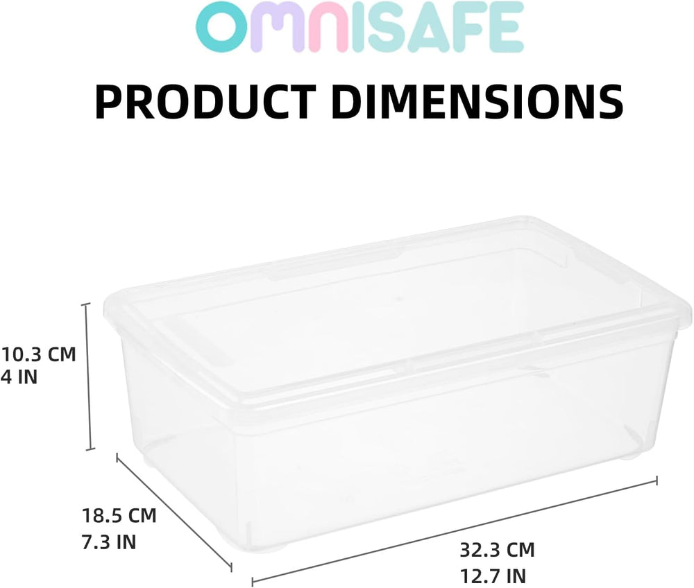 6 Quart Stackable Plastic Storage Shoebox, BPA-Free Nestable Container with L...