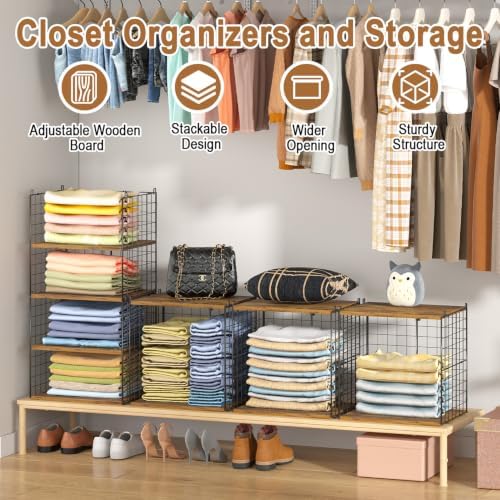 2 Pack Closet Organizers and Storage, Stackable Closet Shelf Organizer Heavy ...