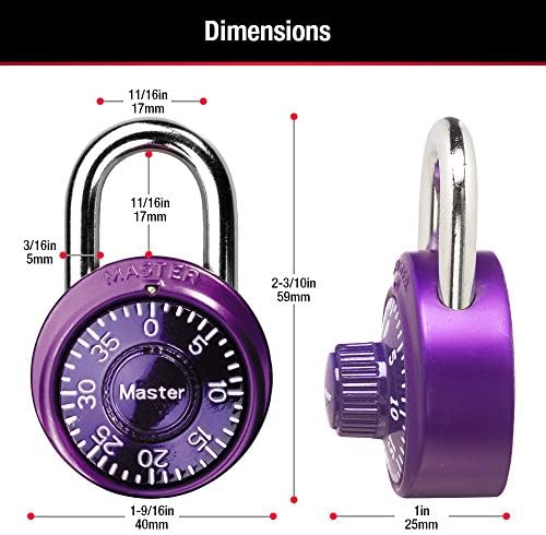 Master Lock 1533TRI Locker Lock Mini Combination Padlock, 3 per pack, Colors ...