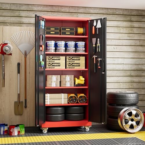 SUXXAN Wide & Deep 71"x34"Wx18 D Metal Garage Storage Cabinet R...