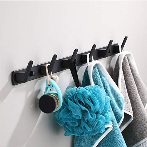 Wall Mounted Coat Rack, 6 Hooks, 21.7"x1.3", Modern, Black, 2 Pcs