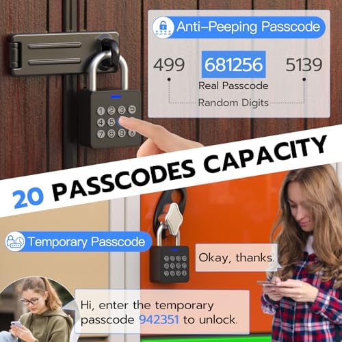 Combination Lock for Locker, 9-Digit Keypad & Fingerprint Gym Locker Lock