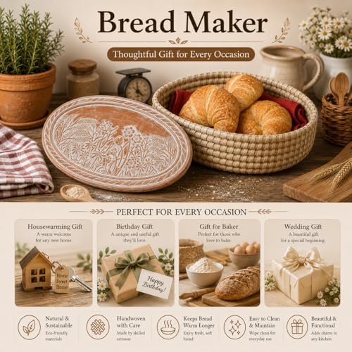 Bread Basket for Serving, Bread Warmer Stone, House Warming Gift, Sourdough