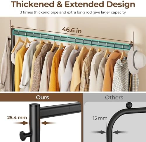 HYSEYY Clothes Clothing Rack, Rolling Heavy Duty Clothes Rack Load 420 LBS Wi...