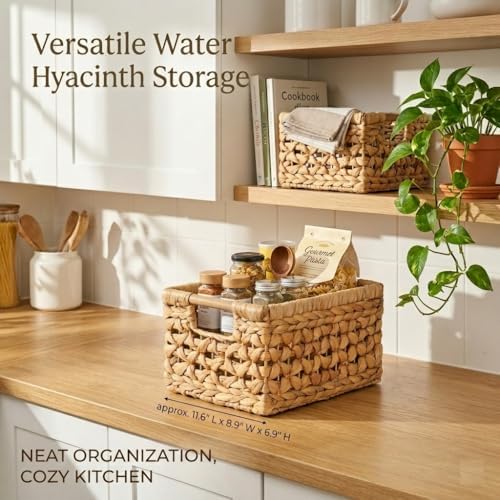 NAYA Set of 3M (11.6"x8,9"x6,9") Water Hyacinth Shelf Storage ...
