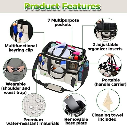 Cleaning Caddy Organizer with Handle - Large Caddy Bag for House & Bathro...