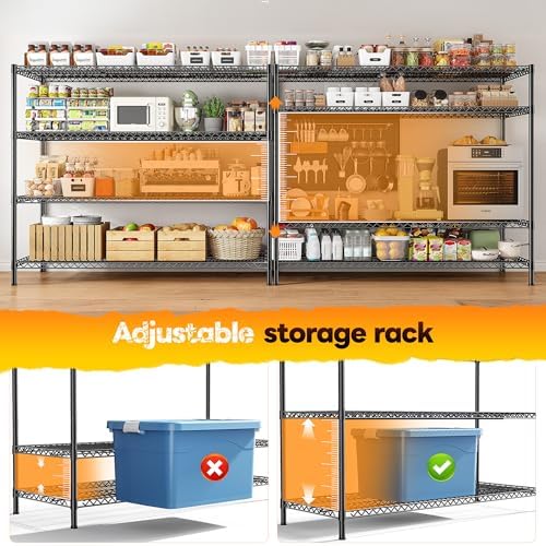 REIBII 2560LBS Storage Shelves 55.5"W Metal Shelving Unit 4 Tier Wire Sh...