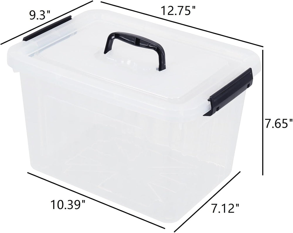 Farmoon 12 Quart Clear Storage Bin, Plastic Latching Box with Handle 4 Pack