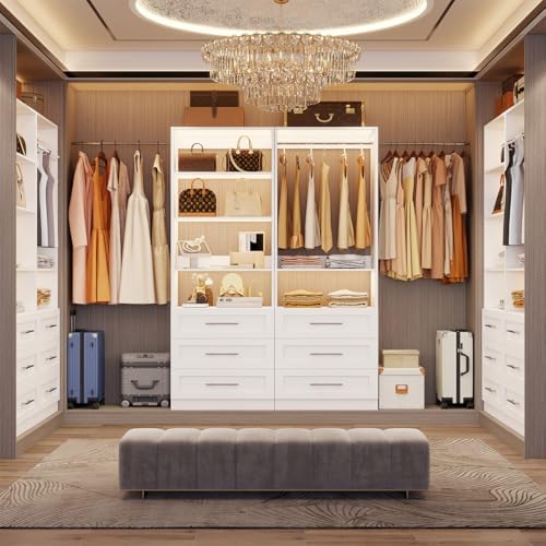 Closet System with 6 Drawers, Wood Closet Organizer System, Walk-in Closet or...