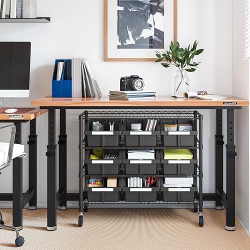 4-Tier NSF 9-Bin Steel Wire Shelving Rack, 36"W x 14"D x 31"H,...