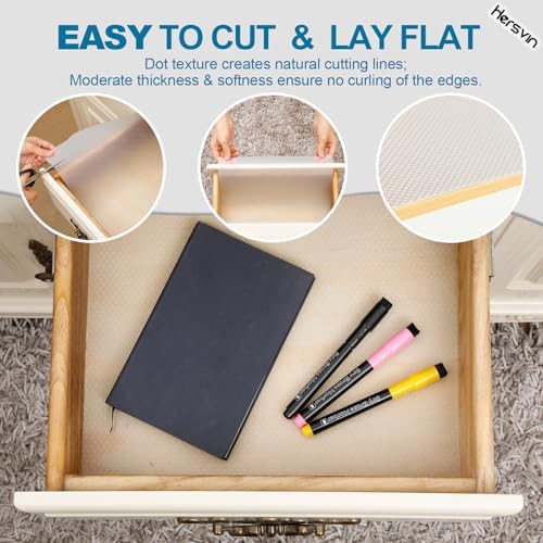 Hersvin Shelf Liners, 22in x 20ft Kitchen Drawer Mats, Non-Adhesive EVA Cupbo...