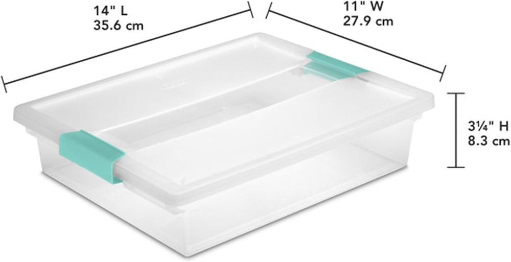Sterilite Clip Box, Stackable Clear Plastic Bins- Large, 6-Pack