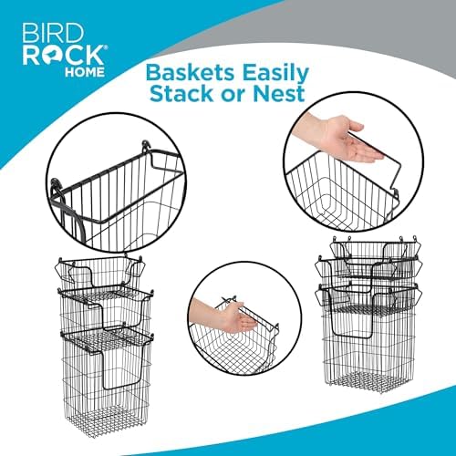 BIRDROCK HOME 3pc Stackable Wire Storage Bins - Fruit Vegetable Organizer - M...