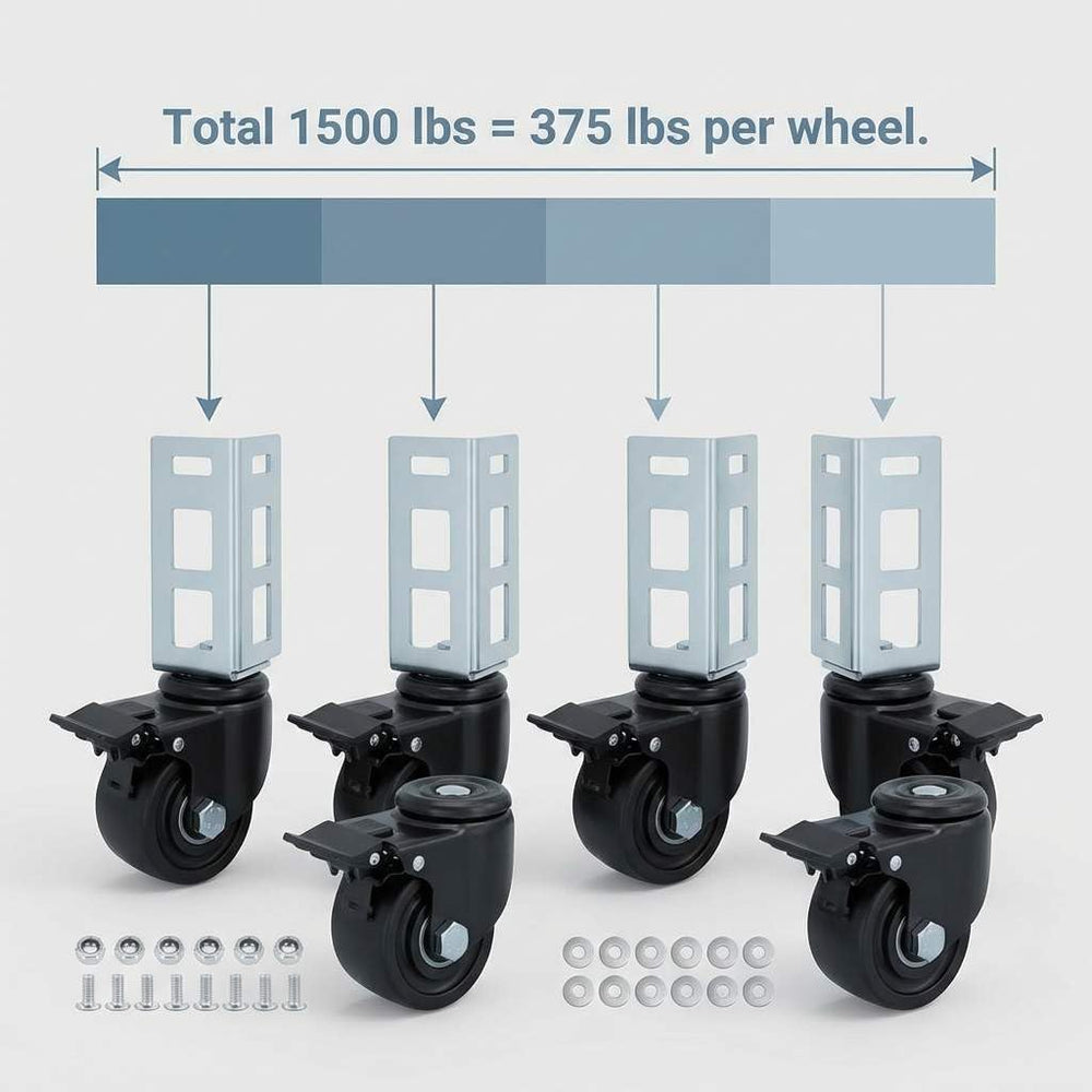 QWORK 3" PU Caster Wheels for 2"x2" Boltless Shelving Racks – ...
