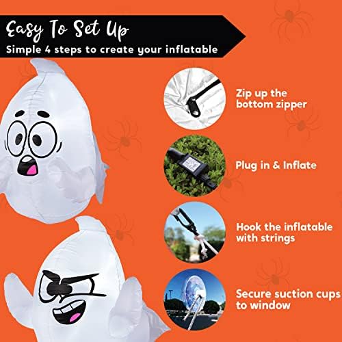 Joiedomi 2 Pack Halloween Inflatable Window Ghost with Build-in LED, 2.6 FT T...