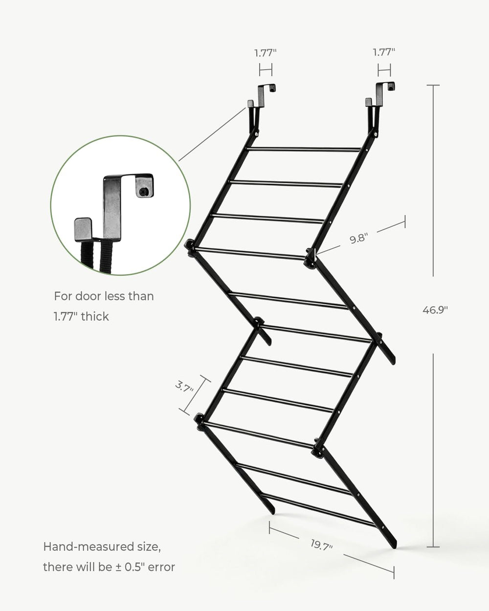 JS HANGER Over The Door Drying Rack, Foldable Hanging Clothes Drying Rack wit...