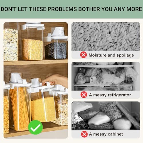 Cereal Storage Containers Sets,BPA Free with Pouring Spout Handle Airtight Fo...