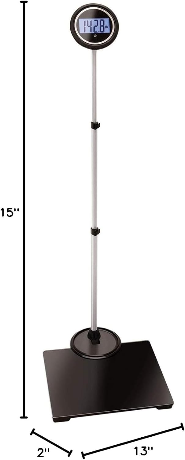 Jobar International Digital Body Weight Bathroom Scale with Extendable Displa...