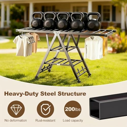 Heavy Duty 3-Tier Clothes Drying Rack with Wheels, Large 5.9ft