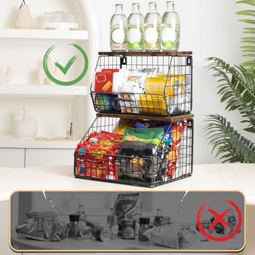 Mefirt Fruit Basket, Stackable Wall Mounted Fruit Baskets, Potato Baskets Oni...
