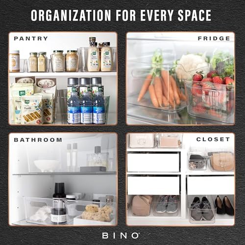BINO | Plastic Organizer Bins, Large - 4 Pack | THE SOHO COLLECTION | Multi-U...