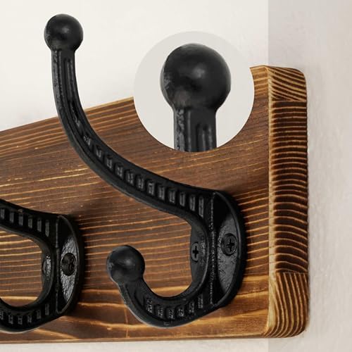 WEBI Rustic Coat Rack Wall Mount,30" Long 7 Cast Iron Coat Hooks Wall Mo...
