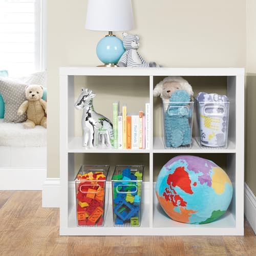 iDesign Tall Plastic Storage Bin with Handles, Set of 4, Clear