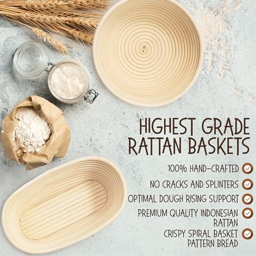 Superbaking Sourdough Banneton Bread Proofing Basket, 9" Round & 10&...