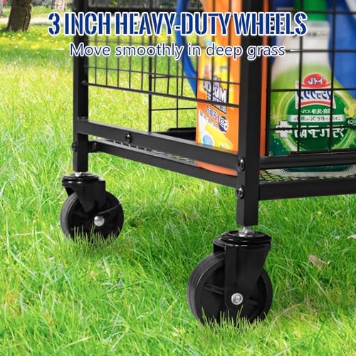Mythinglogic Rolling Garden Tool Organizer for Garage, Yard and Lawn Tools
