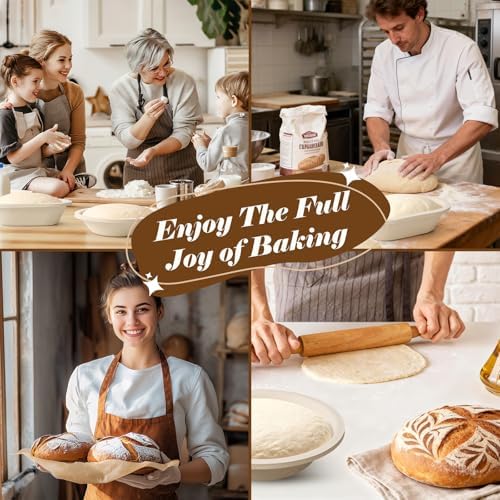 9" Round & 10" Oval Wood Pulp Banneton Bread Proofing Basket Se...
