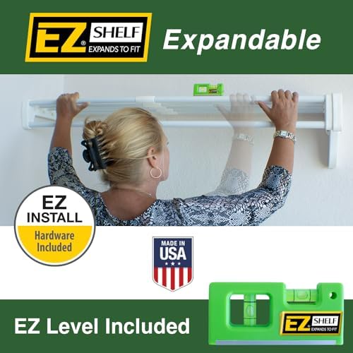 EZ Shelf - DIY Expandable Closet Shelf (NO Hanging Rod) - 28” to 48” - White ...