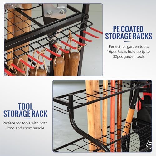 Mythinglogic Rolling Garden Tool Organizer for Garage, Yard and Lawn Tools