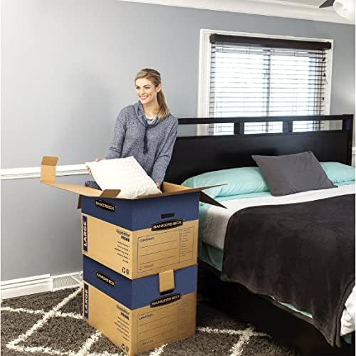 Bankers Box Large Prime Moving Box 6 Pack, Reinforced Handles, Tape-Free Asse...