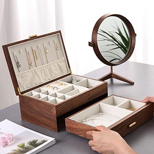High-end Solid Wood Jewelry Storage Box Ladies Retro Wooden Necklace Jewelry ...