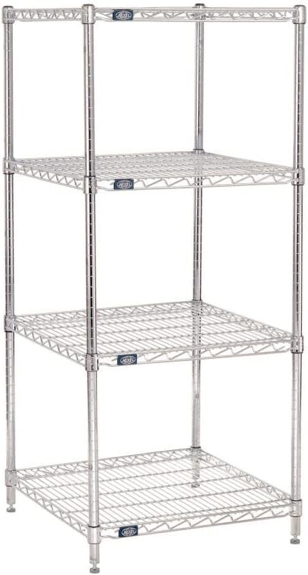 Nexel 24" x 24" x 63", 4 Tier Adjustable Wire Shelving Unit, N...