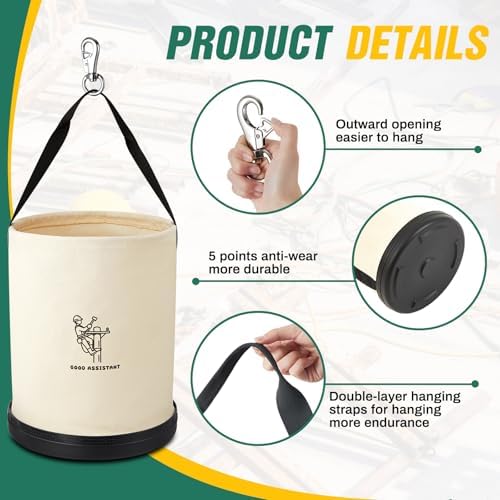 2 Pack 15" x 12" Linemen Canvas Tool Bucket Bag, White