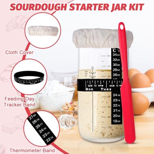 EWFEN Sourdough Starter Kit with Round & Oval Banneton, Complete Sourdoug...