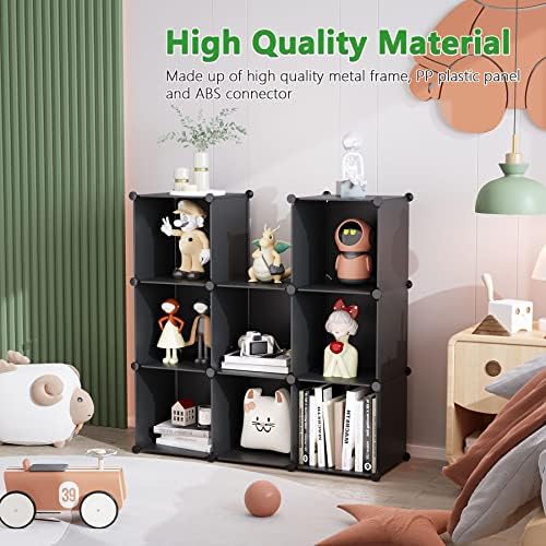 C&AHOME Cube Storage Organizer, 9-Cube Bookcase, Closet Cabinet Black