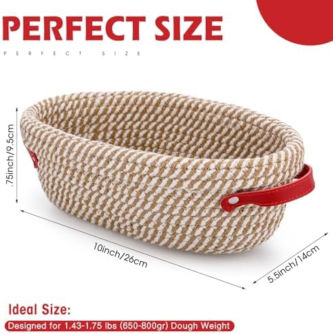 Gejoy 4 Set Banneton Bread Proofing Baskets Bulk with Liner Scraper Handle