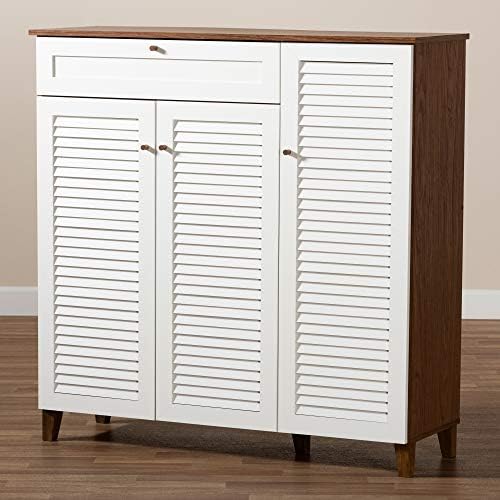 Baxton Studio Shoe Cabinets, White/Walnut