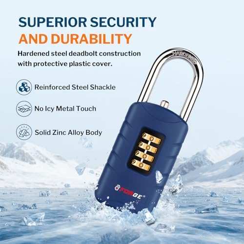 Forge 4-Digit Combination Padlock with Backup Keys, Recover Forgotten Code, W...