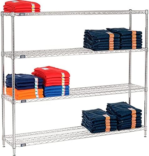 Nexel Adjustable Wire Shelving Unit, 4 Tier, Commercial Dry Storage Rack, 14&...