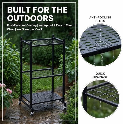 Garden Tool Organizer with Wheels, Garage Tool Organizer for Garage Storage