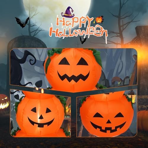 6FT H Halloween Inflatable Stacked Pumpkins Blow up Pumpkin Stacked with Buil...