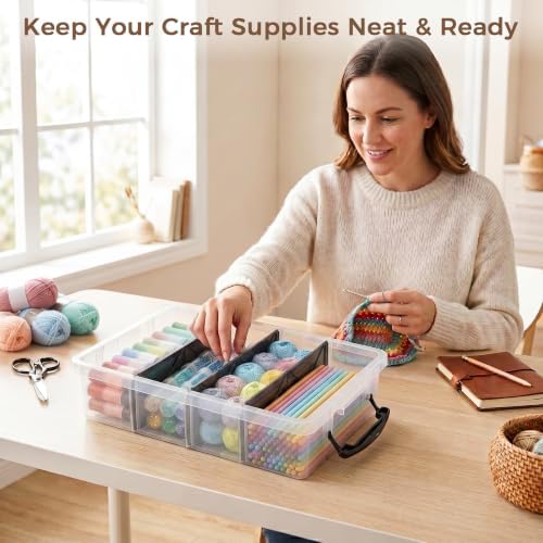 Citylife 2PC Storage Bins with Lids,Storage Box with Dividers