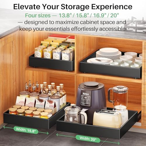 2Pack Pull out Cabinet Organizer, 21"Deep, 20"Wide Full-extension H...
