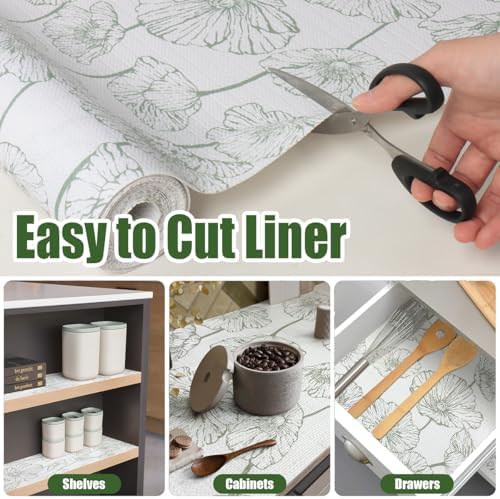 Quttisay Lotus Shelf Liner for Cabinets Kitchen Drawer Liners 23.6in x 10ft