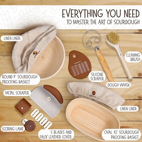 Superbaking Sourdough Banneton Bread Proofing Basket, 9" Round & 10&...
