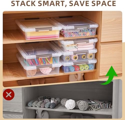 Citylife 5.3 Qt Storage Bins with Lids, Plastic Bins and Paper Storage 10PC